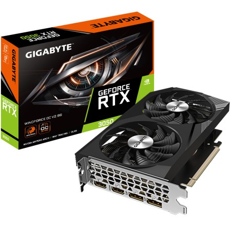 Tarjeta grafica gigabyte rtx 3050 windforce oc v2 8gb gddr6 -  2x dp -  2x hdmi pci express 4.0