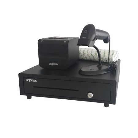 KIT TPV APPROX CAJON APPCASH01 NEGRO + SCAN APPLS02AS + IMP. TERM. APPPOS80AMUSE + PAPEL CYT8060BPA