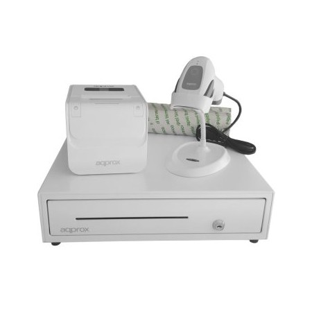 KIT TPV APPROX CAJON APPCASH01 BLANCO + SCAN APPLS22WH + IMP. TERM. APPOS80AMUSEWH + PAPEL CYT8060BP