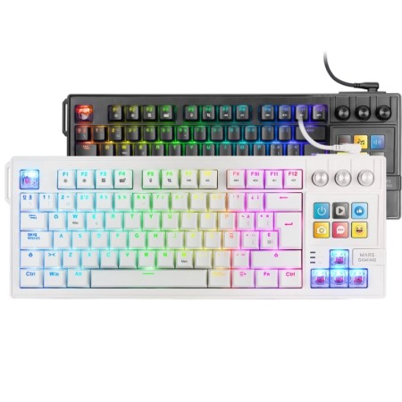 Teclado Gaming Mecánico Mars Gaming MK-MASTER/ Switch Rojo/ Blanco/ Incluye SmartDeck