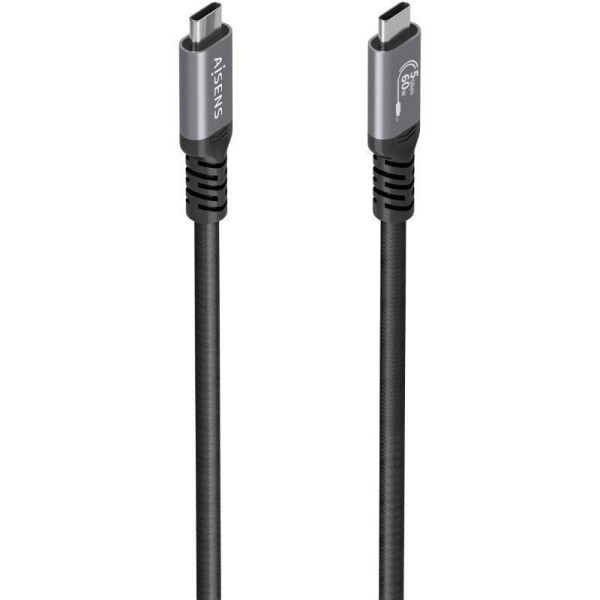 Cable USB 3.2 Tipo-C Aisens A107-0991/ USB Tipo-C Macho - USB Tipo-C Macho/ Hasta 60W/ 5Gbps/ 7m/ Negro