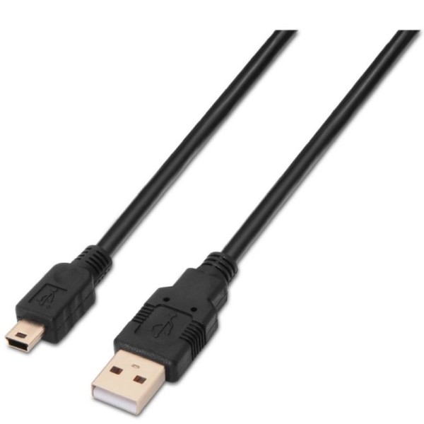 Cable USB 2.0 Aisens A101-0023/ USB Macho - USB Mini Macho/ 50cm/ Negro