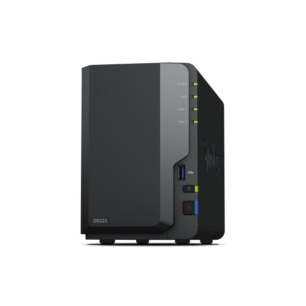 Servidor nas synology disk station ds223 2bay 1.7 ghz qc 2gb ddr 4 1 x gbe 3x usb 3.2