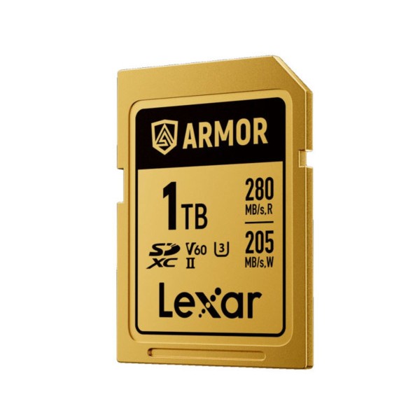 LEXAR 1TB PROFESSIONAL ARMOR GOLD SDXC UHS-II CARDS, UP TO 280MB/S READ 210MB/S WRITE C10 V60 U3,STAINLESS STEEL CASING, IP68