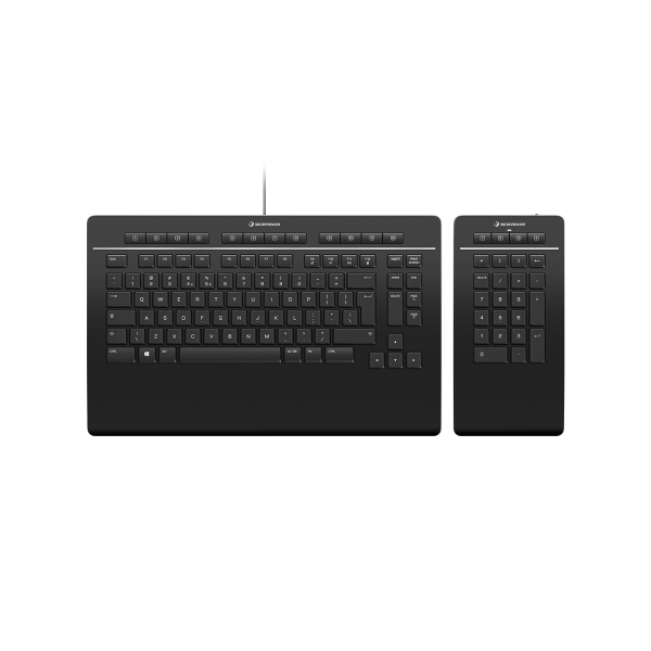 3Dconnexion Keyboard Pro with Numpad teclado Oficina USB + RF Wireless + Bluetooth QWERTZ Alemán Negro