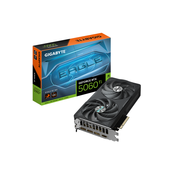 GIGABYTE GeForce RTX 5060 Ti EAGLE OC 16G Tarjeta Gráfica – 16 GB GDDR7, 128 bits, PCI-E 5.0, 2617 MHz Frecuencia del núcleo, 3 