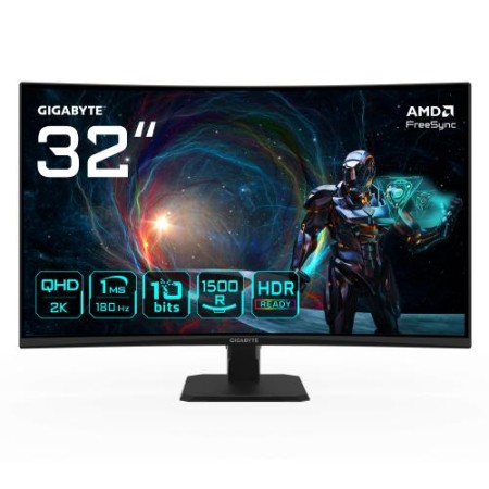 MONITOR GIGABYTE 32″ GS32QCA,CURVO,VA,2560X1440 (QHD),0.27PP,3500:1,1MS,180HZ,2HDMI+1DP