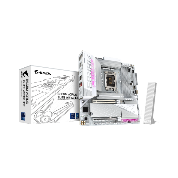 GIGABYTE B860M AORUS ELITE WF6E ICE Placa base - CPUs Intel Core Ultra, VRM de 12+1+2+1 fases, hasta 9200MHz DDR5, 1xPCIe 5.0 + 