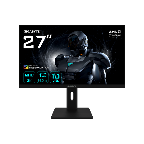 GIGABYTE G27Q3 Monitor Gaming 27” 2K QHD - 2560 x 1440, 320Hz, 1ms, 350 cd/m², FreeSync Premium, Display HDR400, HDMI 2.0, Displ