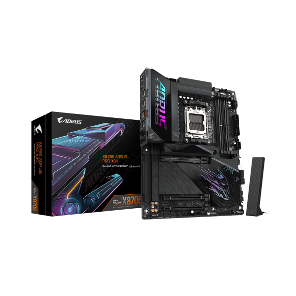 GIGABYTE X870E AORUS PRO X3D Placa Base - Compatible con procesadores AMD Ryzen 9000, VRM digital de 18+2+2 fases, hasta 9000MHz