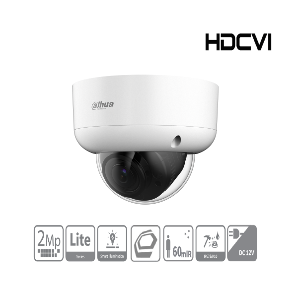(DH-HAC-HDBW1200RAP-Z-2712-S6) DAHUA CÁMARA HÍBRIDA DOMO HDCVI 2MP ANTIVANDÁLICA VARIFOCAL 2.7-12MM