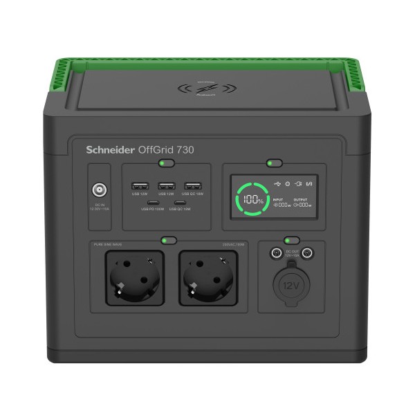 SCHNEIDER OFFGRID PORTABLE POWER STATION 730, 738WH LITHIUM-ION, 2 SCHUKO, SINEWAVE