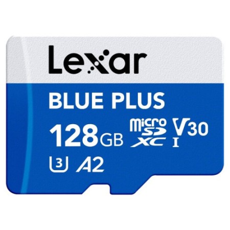LEXAR 128GB BLUE PLUS MICROSDHC UHS-I WITH SD ADAPTER, UP TO 170MB/s READ C10 A2 V30 U3