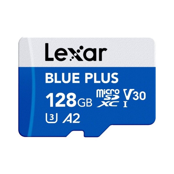 LEXAR 128GB BLUE PLUS MICROSDHC UHS-I WITH SD ADAPTER, UP TO 170MB/s READ C10 A2 V30 U3