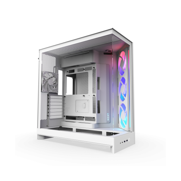 CAJA NZXT H9 FLOW RGB (2025) DUAL-CHAMBER MID-TOWER CASE W/ RGB FANS - ALL WHITE