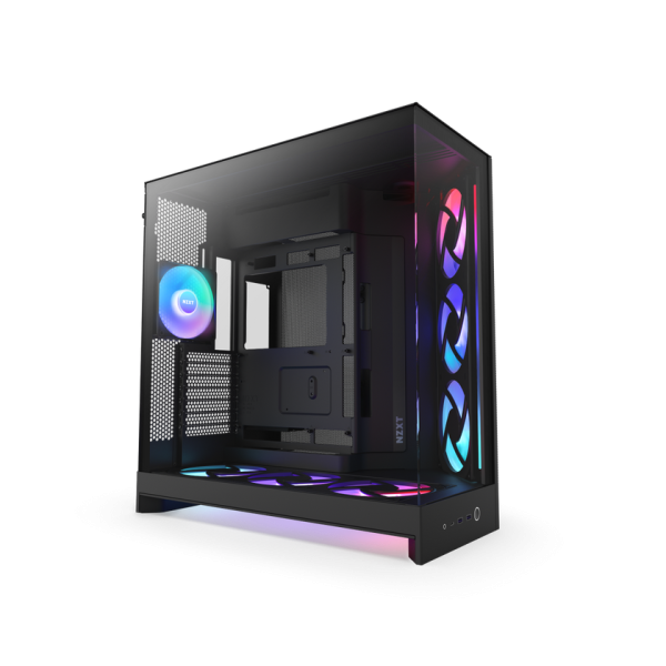 CAJA NZXT H9 FLOW RGB+ (2025) DUAL-CHAMBER MID-TOWER CASE W/ RGB FANS & CONTROLLER - ALL BLACK