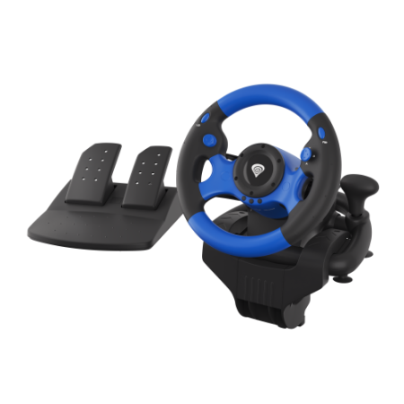 GENESIS Seaborg 350 Negro, Azul USB Volante + Pedales Nintendo Switch, PC, PlayStation 4, Playstation 3, Xbox 360, Xbox One, Xbo