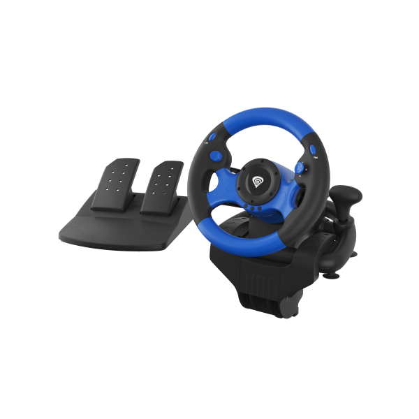 GENESIS Seaborg 350 Negro, Azul USB Volante + Pedales Nintendo Switch, PC, PlayStation 4, Playstation 3, Xbox 360, Xbox One, Xbo