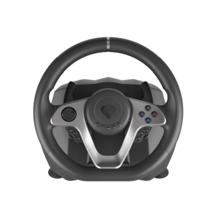 GENESIS Seaborg 400 Negro, Plata USB Volante + Pedales Nintendo Switch, PC, PlayStation 4, Playstation 3, Xbox 360, Xbox One, Xb