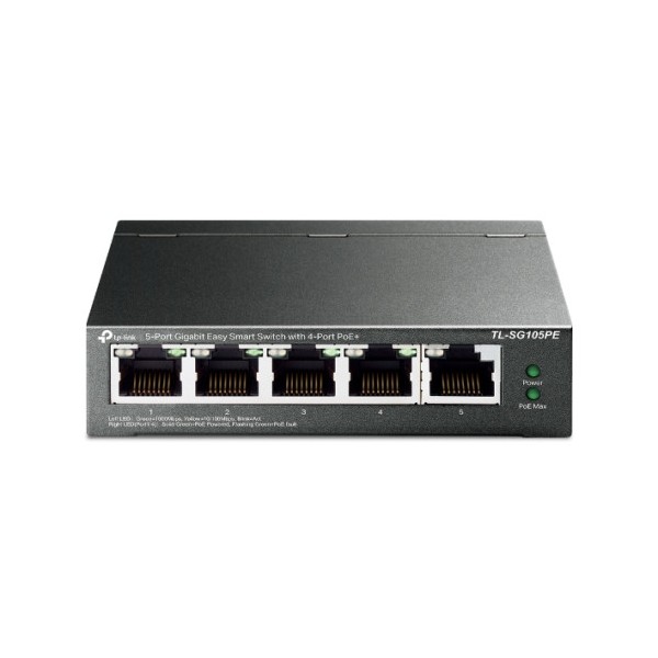TP-Link TL-SG105PE switch Gestionado L2 Gigabit Ethernet (10/100/1000) Energía sobre Ethernet (PoE) Negro