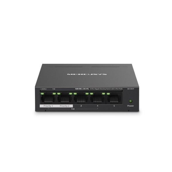 Mercusys MS105GP switch Gigabit Ethernet (10/100/1000) Energía sobre Ethernet (PoE) Negro