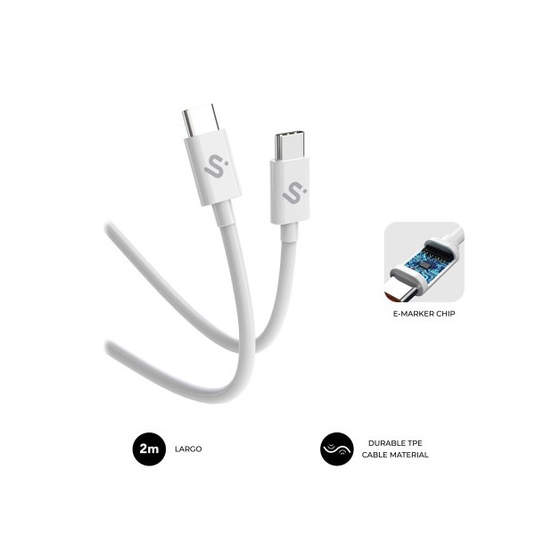 SUBBLIM CABLE PLUS 100W C-C 2m WHITE