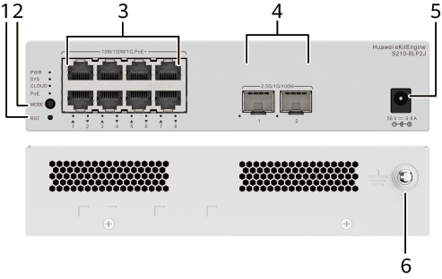 HUAWEI S210-8LP2J (8*10/100/1000BASE-T PORTS (32W POE+), 2*2.5GE SFP PORTS, WITH 1*AC POWER ADAPTER, FANLESS)