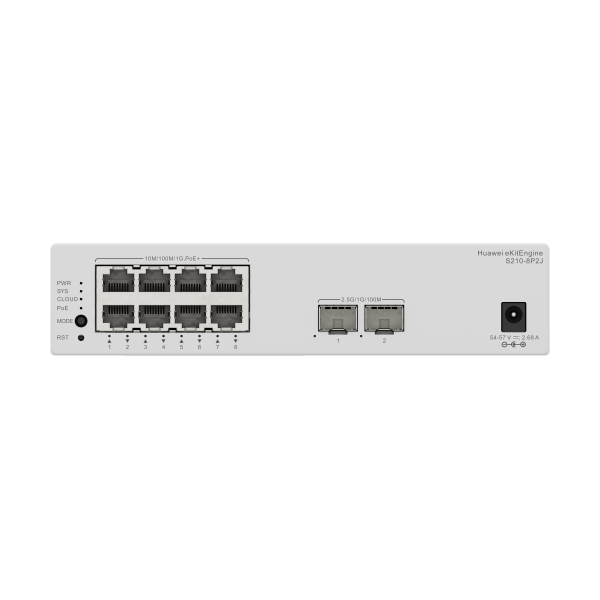 HUAWEI S210-8P2J (4 X 10/100/1000BASE-T PORTS (POE+), 8 X 10/100/1000/2.5GBASE-T PORTS (4 X POE+, 4 X POE++), 2 X 10GE SFP+ PORT