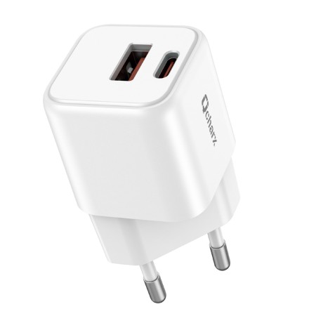 Cargador mini qcharx zeus 3a  20w puerto usb a  tipo c blanco adaptado a regletas