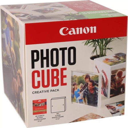 Papel canon pp - 201 5x5 pulgadas (40 hojas)  marco fotos xlboom acrílico 13x13cm  photo cube white - creative pack share - verd
