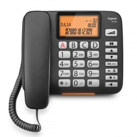 Gigaset DL 580 teléfono Teléfono analógico Negro Identificador de llamadas