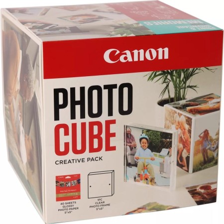 Papel canon pp - 201 5x5 pulgadas (40 hojas)  marco fotos xlboom acrílico 13x13cm  photo cube white - creative pack keep - blue