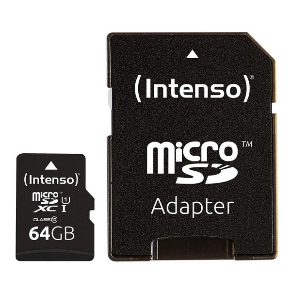 Tarjeta memoria micro sd intenso 64gb profesional v30  adaptador sd