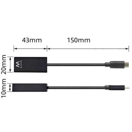 Ewent EW9823 adaptador de cable de vídeo 0,15 m USB Tipo C HDMI tipo A (Estándar) Negro