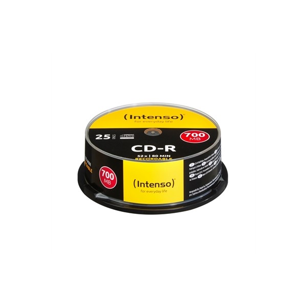 Tarrina de cd - r virgenes intenso 700mb - 80 min 25 unidades