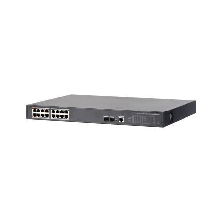 DAHUA - DH-PFS4218-16GT-240 - SWITCH POE 16 PUERTOS GIGABIT + 2 SFP UPLINK GIGABIT 240W 802.3AT MANEJABLE LAYER 2