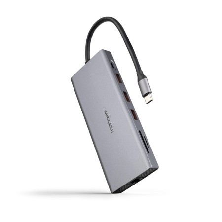 Hub nanocable usb - c 12 en 1 conversor usb - c 3.1 a 3xusb - a 3.2  usb - c 3.2  usb - c pd  2xhdmi 4k@60hz  dp 4k@60hz  rj45 1