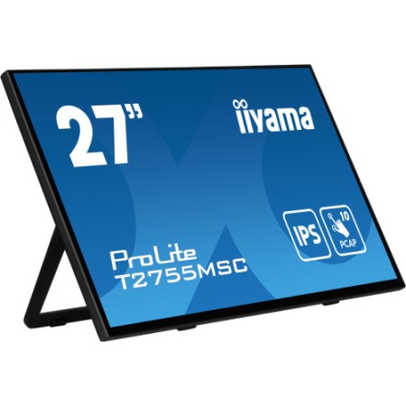 MONITOR IIYAMA 27″ IPS BONDED PCAP 10P TOUCH, 1920X1080, FLAT BEZEL FREE GLASS FRONT, HDMI, DISPLAYPORT, 360CD/M², USB HUB 2X 3.