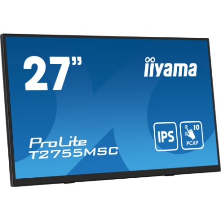 MONITOR IIYAMA 27″ IPS BONDED PCAP 10P TOUCH, 1920X1080, FLAT BEZEL FREE GLASS FRONT, HDMI, DISPLAYPORT, 360CD/M², USB HUB 2X 3.