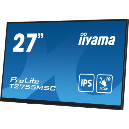 MONITOR IIYAMA 27″ IPS BONDED PCAP 10P TOUCH, 1920X1080, FLAT BEZEL FREE GLASS FRONT, HDMI, DISPLAYPORT, 360CD/M², USB HUB 2X 3.