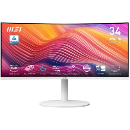 MSI MONITOR MODERN MD342CQPW. 34″ VA CURVO 1500R. 3440X1440. 120 HZ. BLANCO