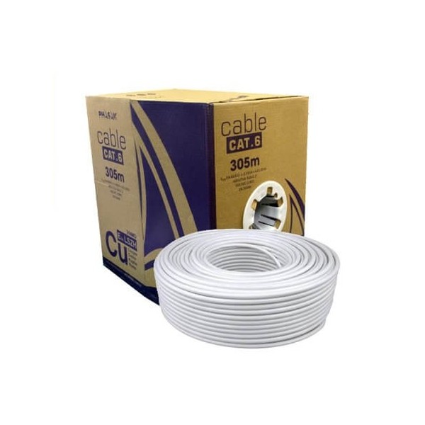Bobina cable red solido phasak utp cat.6 awg24 305m gris phr 652