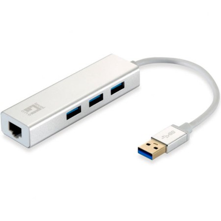 Adaptador usb 3.0 level one a gigabit ethernet rj45  hub 3.0 3 puertos