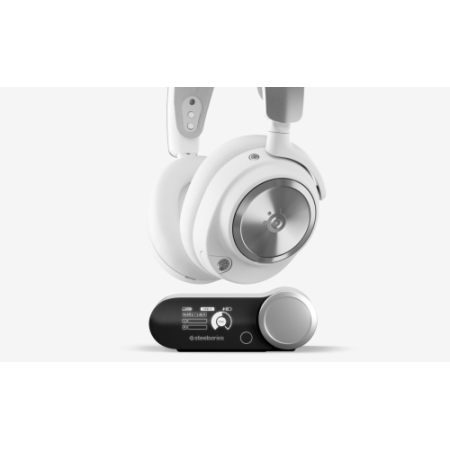 Steelseries Arctis Nova Pro Wireless Auriculares Inalámbrico y alámbrico Diadema Juego Bluetooth Plata, Blanco