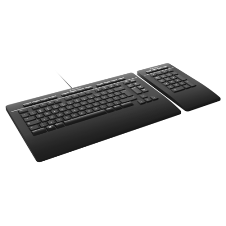3Dconnexion Keyboard Pro with Numpad teclado Oficina USB + RF Wireless + Bluetooth QWERTZ Alemán Negro