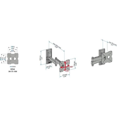 Soporte de Pared Giratorio/ Inclinable CME Meliconi EDR100 para TV de 14-25"/ hasta 17kg