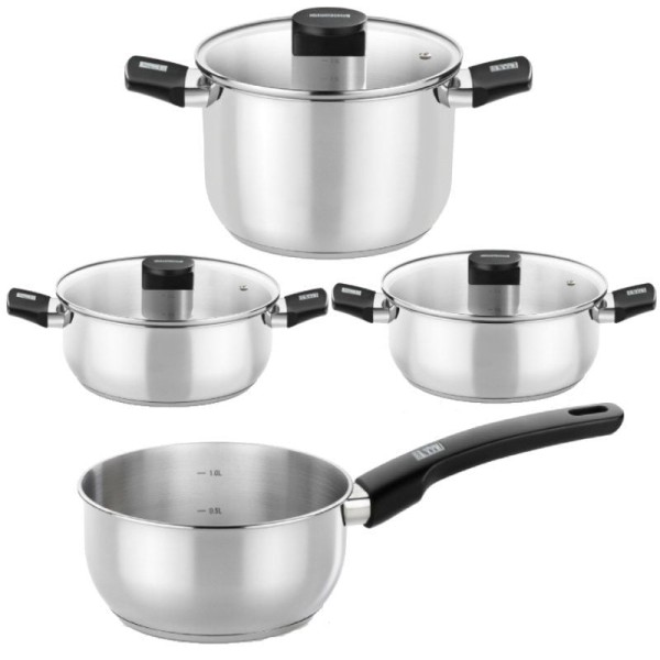 Pack Batería de Cocina Elite Monix M240001/ Cazo Ø14cm/ Ollas Ø24cm/ Cacerolas Ø20 - 24cm/ Acero Inoxidable/ Apta para Inducción