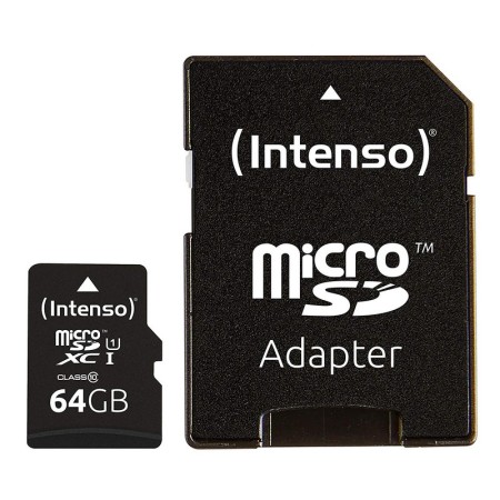 Tarjeta memoria micro sd intenso 64gb profesional v30  adaptador sd