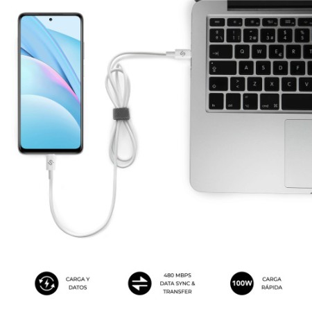 SUBBLIM CABLE PLUS 100W C-C 2m WHITE