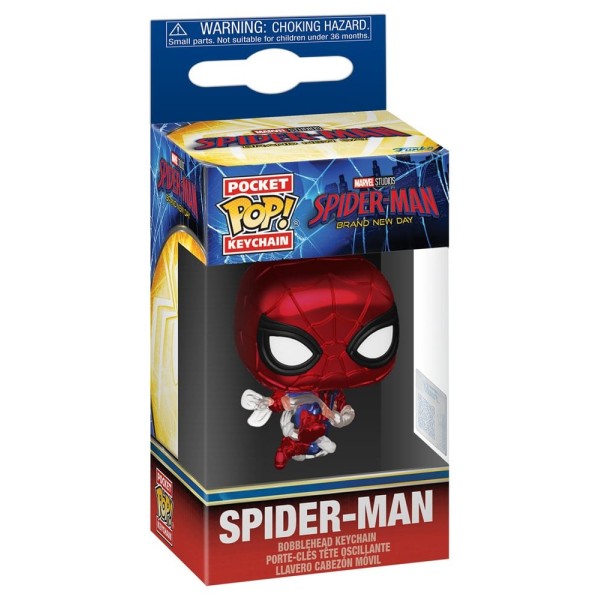 Funko pop keychain llavero: spider - man bnd -  spider - man (metallic)